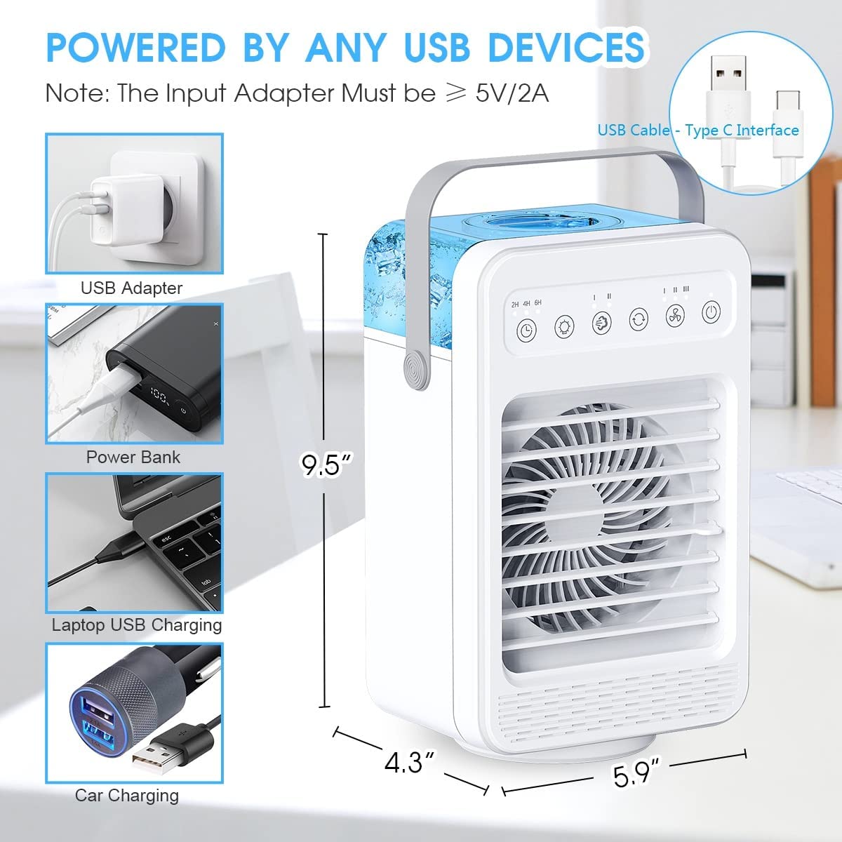 Evaporative Air Cooler - Portable Swing Fan Tower