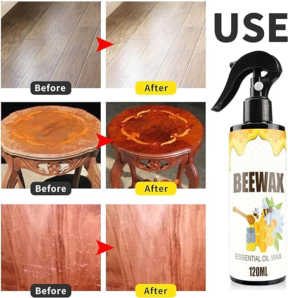 Beeswax Furniture Polish And Cleaner Spray, Natural Micro-molecularized Beewax (120ml)