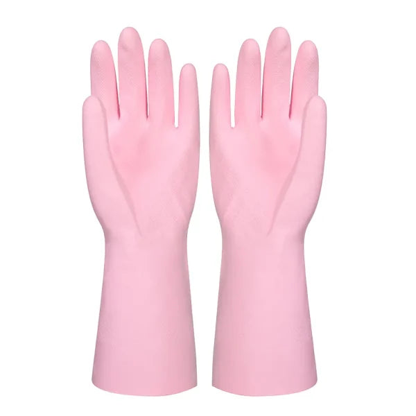 Dishwashing Rubber Gloves Non-slip Household Laundry Kitchen Cleaning Gloves – Pair (random Color)