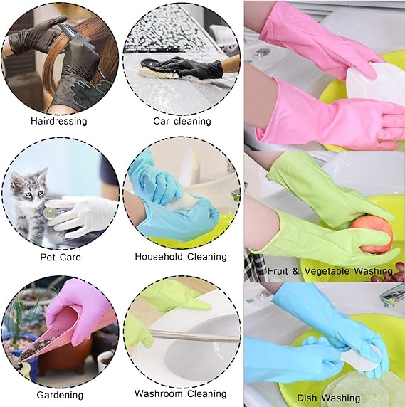 Dishwashing Rubber Gloves Non-slip Household Laundry Kitchen Cleaning Gloves – Pair (random Color)